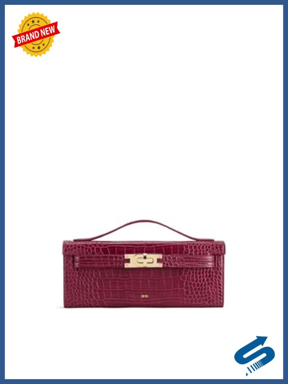 Croc-Embossed Vegan Leather Satchel Top Handle Crossbody Bag